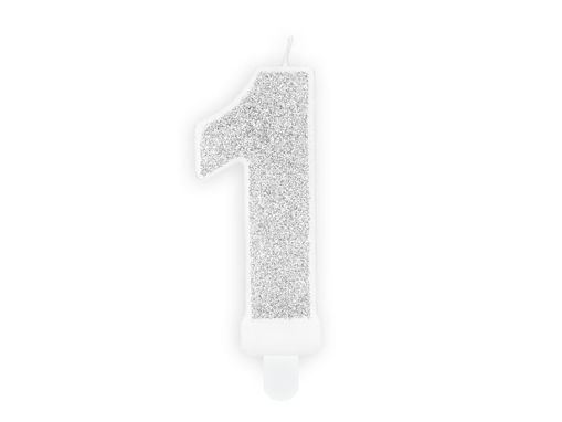 Picture of BIRTHDAY CANDLE SILVER NUMBER 1